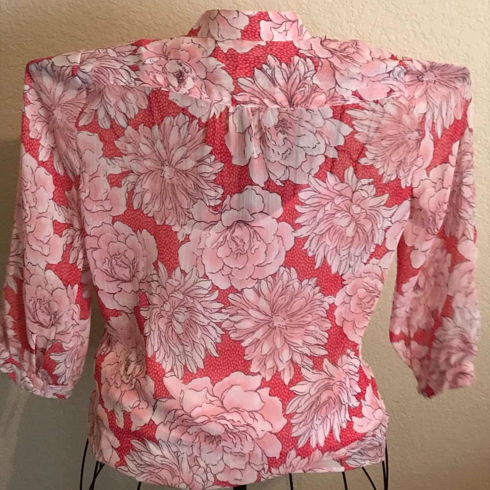 PINK FLORAL BANANA REPUBLIC SHIRT - Picture 2 of 3